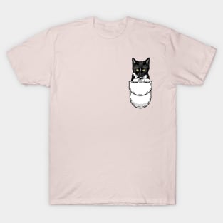 Funny Tuxedo Pocket Cat T-Shirt